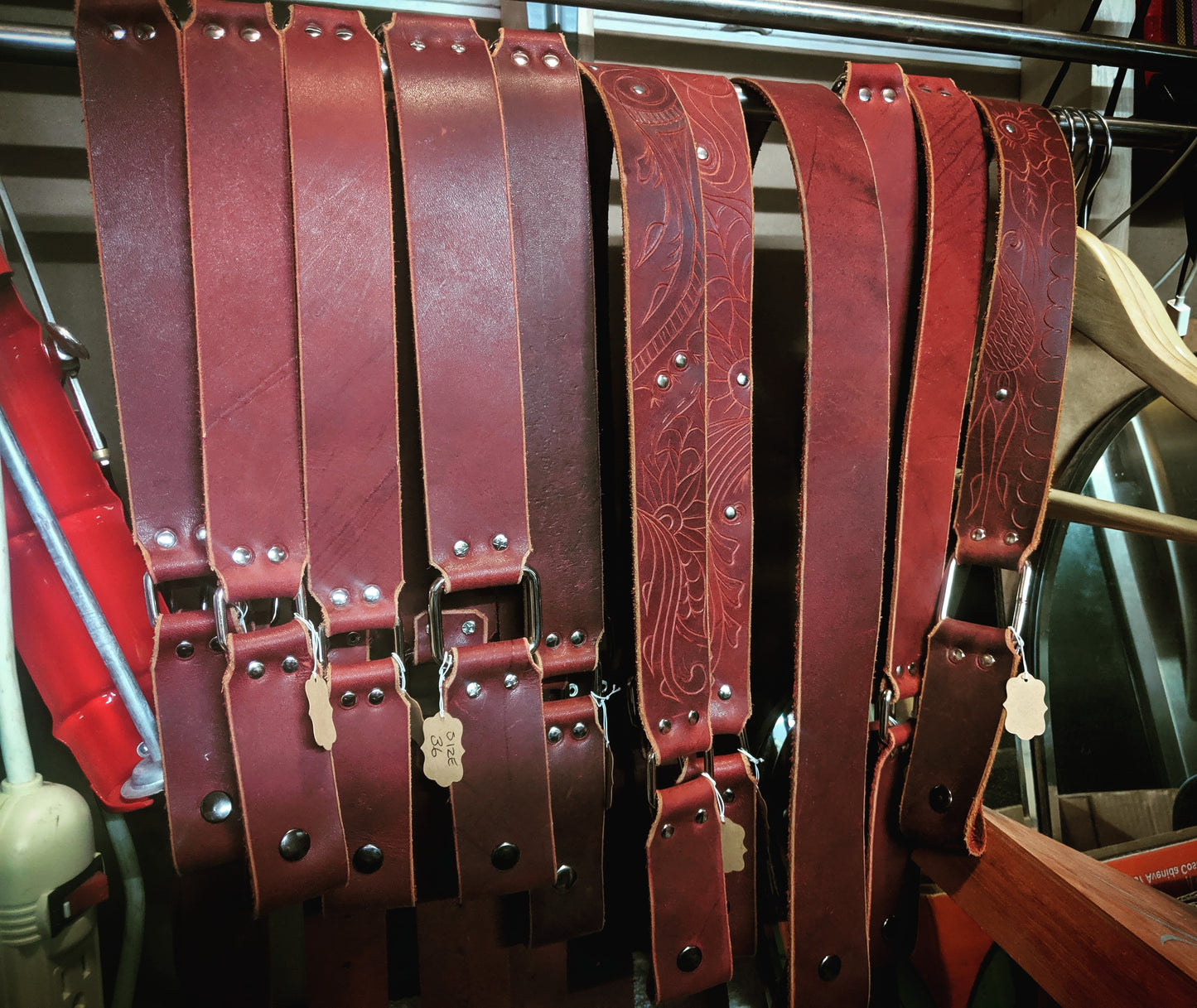 Sectional Leather Belts ~ Burgundy