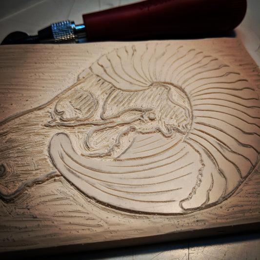 Ram Skull Lino Print Cards