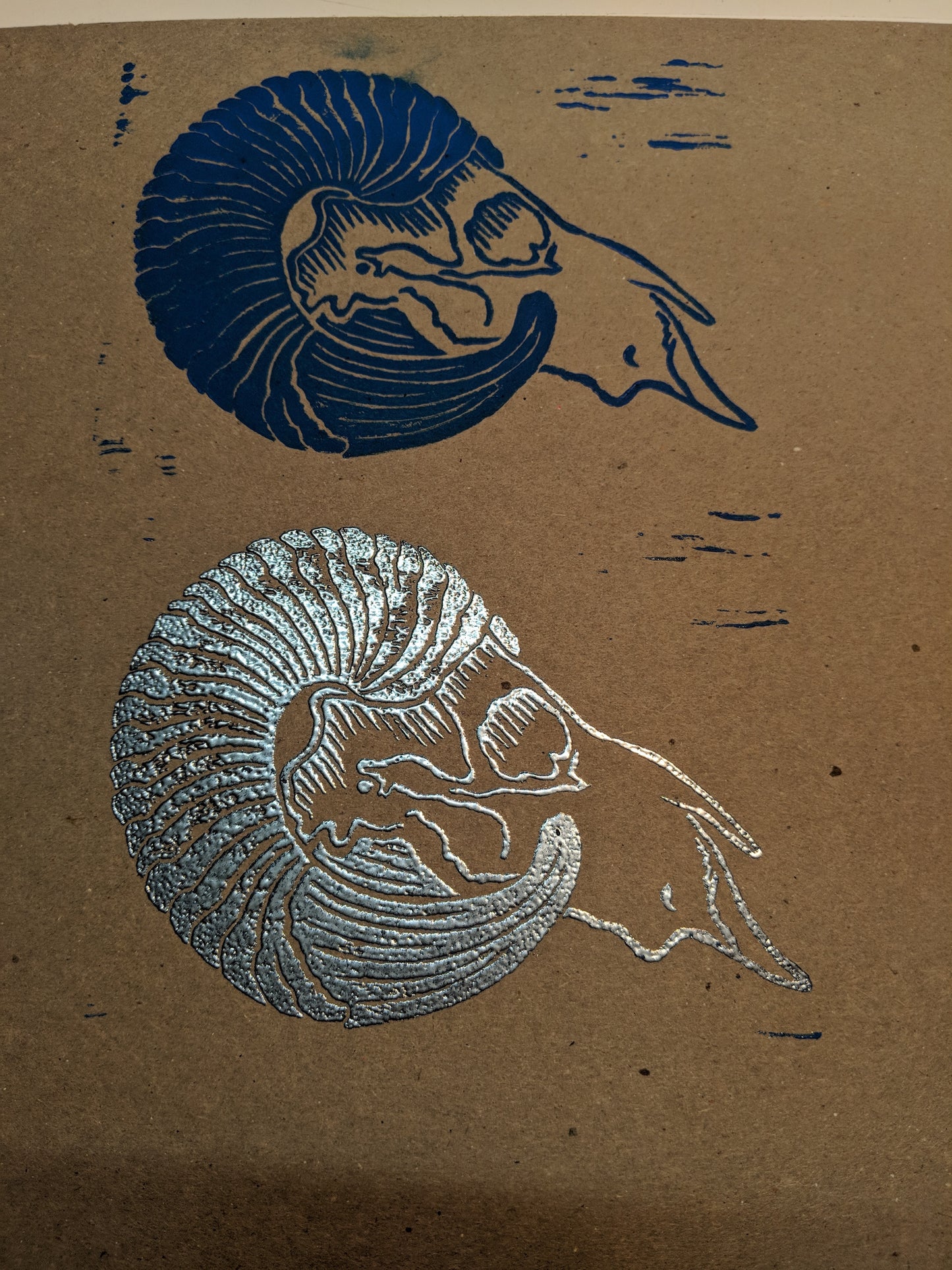 Ram Skull Lino Print Cards