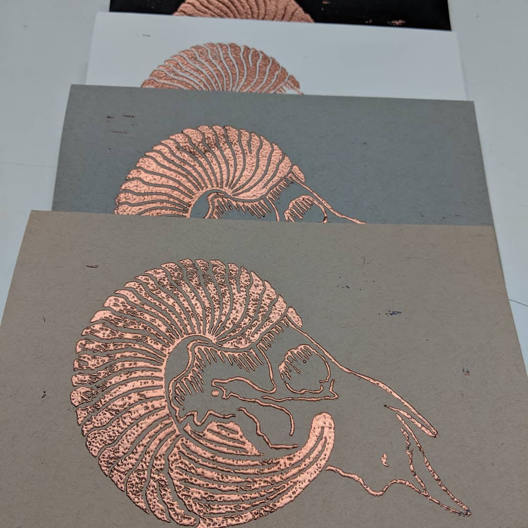 Ram Skull Lino Print Cards